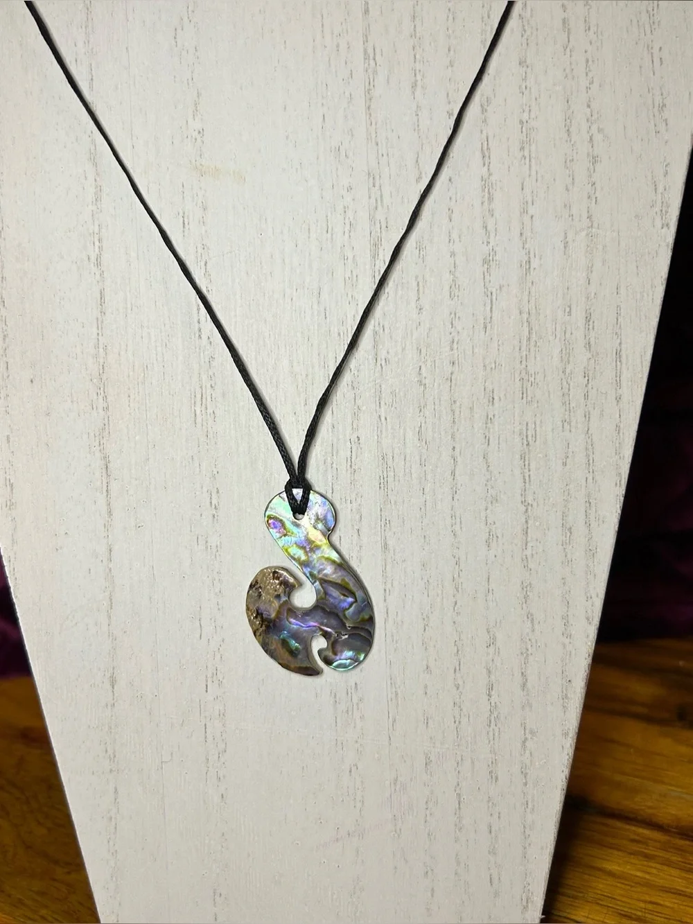 Iridescent Artisan Abalone Shell Pendant Coastal Statement Necklace